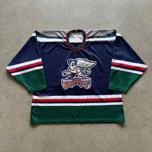 Vintage Grand Rapids Griffins Bauer Hockey Jersey Men's Size XL Blue Wings IHL